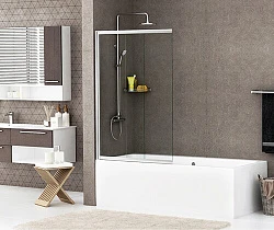 Шторка на ванну Wasserkraft Main 80x140см 41S02-80 WasserSchutz профиль хром, стекло прозрачное