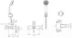 Смеситель для ванны с душем Bravat Drop F64898C-B хром
