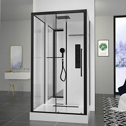 Душевая кабина Black & White Galaxy 115х90см G8028 8028000 профиль черный, стекло прозрачное
