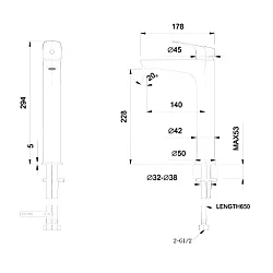 Смеситель для раковины Bravat Rhein F1429564BW-A-ENG черный матовый
