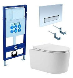 Комплект унитаз Set Aquatek Мия AQ2004-00 + инсталляция Aquatek Standard INS-0000012 4в1