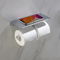 Держатель туалетной бумаги Timo Selene 10045/00 двойной, с полкой, хром 