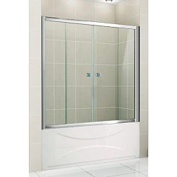 Шторка на ванну Cezares Pratico 150x140см PRATICO-VF-2-150/140-C-Cr профиль хром, стекло прозрачное