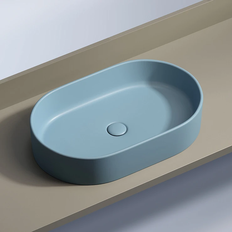 Раковина накладная Ceramica nova Element 600*380*122мм CN6048ML голубая матовая
