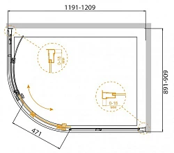 Душевой уголок Cezares Pratico 120x90см PRATICO-RH-1-120/90-P-Cr профиль хром, стекло рифленое