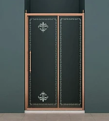 Душевая дверь в нишу Cezares 120см RETRO-A-BF-1-120-CP-Br профиль бронзовый, стекло прозрачное/узор