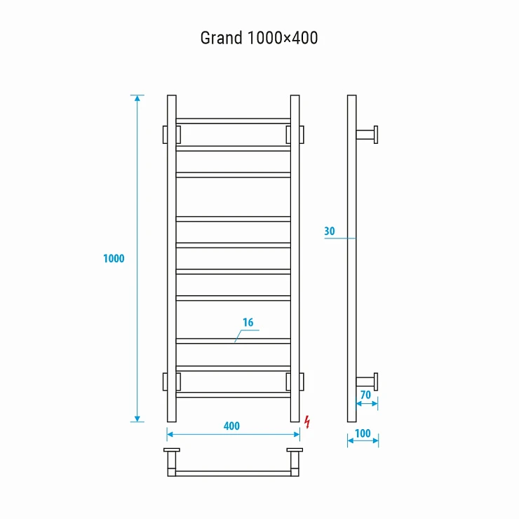 Полотенцесушитель электрический Energy GRAND P 100х40 см EETRGRANP1005000000 хром