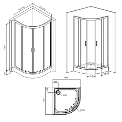 Душевой уголок AM.PM Gem 80x80см W90G-401-080BT профиль черный, стекло прозрачное