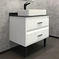 Тумба с раковиной Comforty Империя 80 00-00004025CF белая, с антрацитовой столешницей