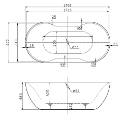Акриловая ванна BelBagno 179,5x85,5x58 BB28 белая глянцевая