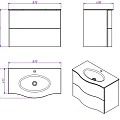 Тумба под раковину Cezares PETALO-900-2C-SO-RC-P Rovere Ciliegio