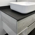 Тумба с раковиной Comforty Прага 75 00-00004198 дуб белый, с антрацитовой столешницей