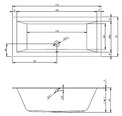 Акриловая ванна RIHO 170x75 B132001005 белая глянцевая