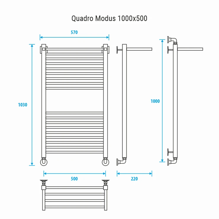 Полотенцесушитель водяной Energy Quadro Modus 100х50 см EWTRQUADM1005000000 хром