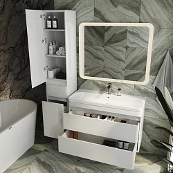 Тумба с раковиной Style Line Атлантика 100 антискрейч белый матовый