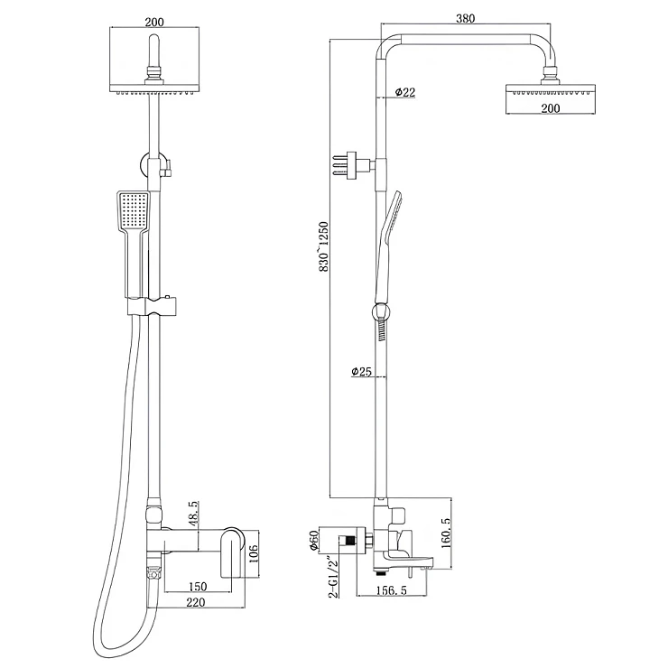 Душевая стойка Bravat Real F6333367CP-A-RUS хром
