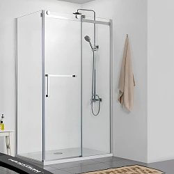 Душевой уголок Bravat Wave 120x80см BS120.3102S профиль хром, стекло прозрачное