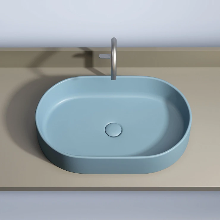 Раковина накладная Ceramica nova Element 600*380*122мм CN6048ML голубая матовая