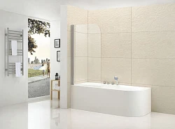 Шторка на ванну Cezares Eco 80x140см ECO-O-V-1-80/140-P-Cr-R профиль хром, стекло рифленое