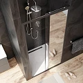 Дверь душевая в нишу AM.PM Gem 100см W90G-100-1-195BMir профиль черный, стекло прозрачное/зеркальное