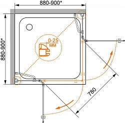 Душевой уголок Cezares Verona 90x90см VERONA-W-A-2-90-P-Cr профиль хром, стекло рифленое