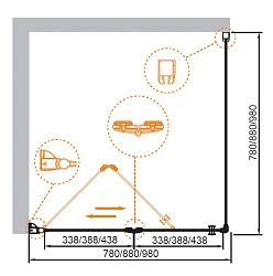 Душевой уголок Cezares Elena 90x90см ELENA-W-AS-1-90-P-Cr-R профиль хром, стекло рифленое