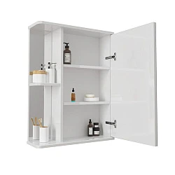 Зеркальный шкаф подвесной SanStar Универсальный 55 с полками для ванной комнаты белый