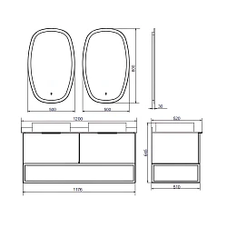 Тумба с раковиной Comforty Порто 120-2 00-00001287CF дуб тёмно-коричневый, с черной столешницей