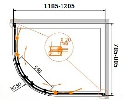 Душевой уголок Cezares Relax 120x80см RELAX-RH-2-120/80-P-Bi профиль белый, стекло рифленое