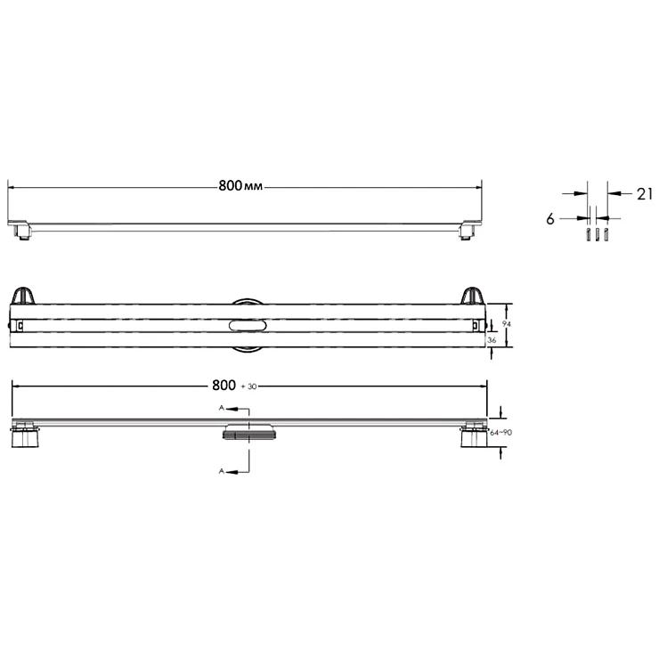 Душевой лоток Berges Super Slim 80 095054 черный матовый