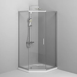 Душевой уголок AM.PM Gem 90x90см W90G-405-090MT профиль хром, стекло прозрачное