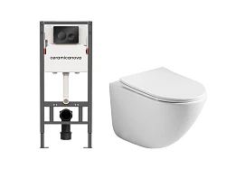Комплект инсталляции Ceramica Nova CN121001MB с унитазом CN1905, кнопка черная матовая
