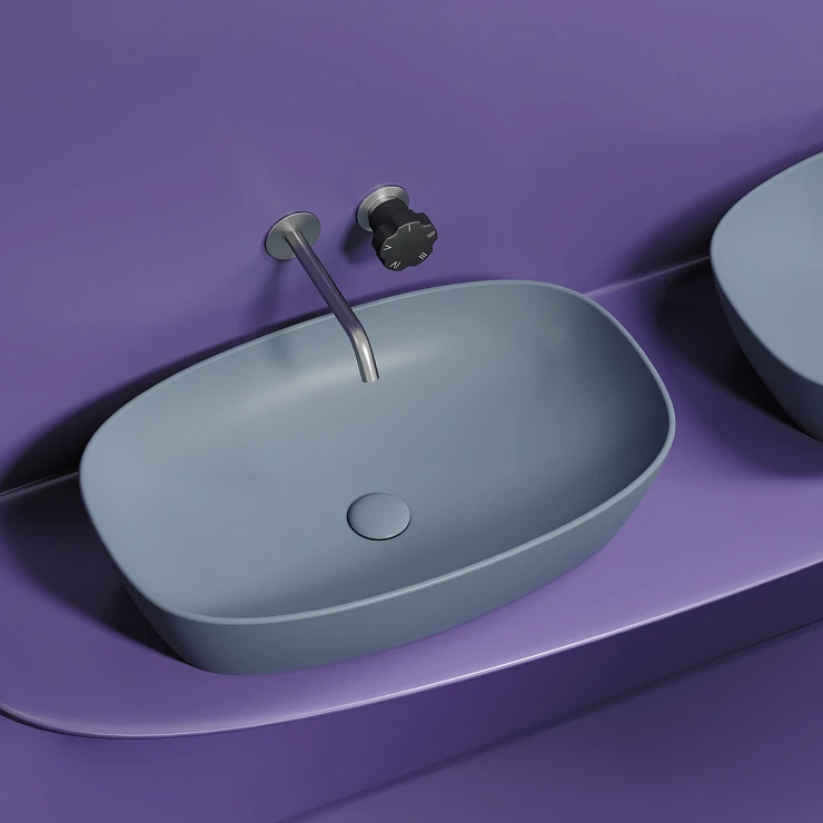 Раковина накладная Ceramica nova Element 600*380*138мм CN6049MHL серо-голубая матовая