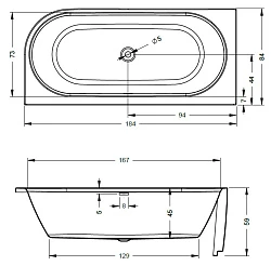Акриловая ванна Riho Desire Corner Velvet 184x84 B087010220 правая, белая матовая