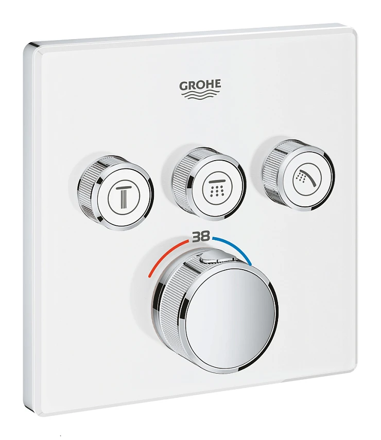 Термостатический смеситель Grohe Grohtherm SmartControl 29157LS0 для душа, хром / белый