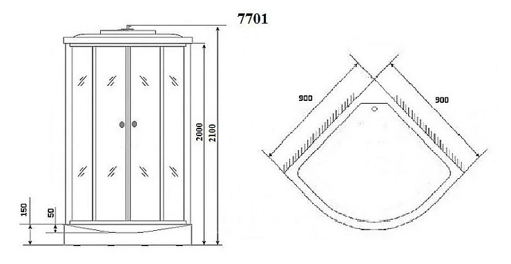 Душевая кабина Niagara Luxe 90x90см NG-7701W профиль серебро