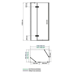 Душевой уголок Wasserkraft Aller 120x80см 10H06L профиль хром, стекло прозрачное