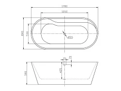 Акриловая ванна BelBagno 178x84x58 BB14-NERO/BIA черная глянцевая