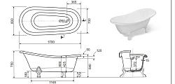 Ванна из искусственного камня Эстет Марсель 170x80 ФР-00001849 белая глянцевая