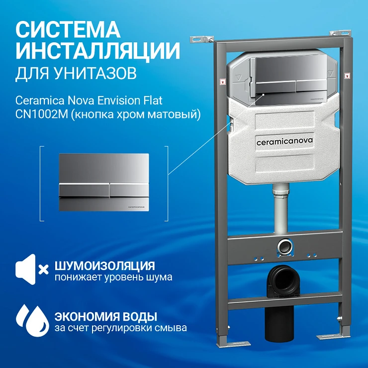 Система инсталляции для унитазов Ceramica Nova Envision Flat CN1002M с кнопкой хром матовая