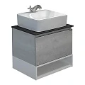 Тумба с раковиной Comforty Прага 60 00-00003478CF дуб белый, с антрацитовой столешницей