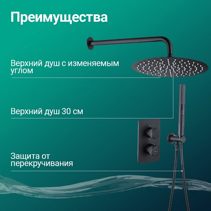 Душевой комплект Allen Brau Priority 5.31013-31 с внутренней частью, черный матовый