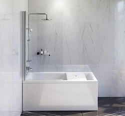 Акриловая ванна AM.PM Gem 150x70 с каркасом, шторкой и душевой системой W90ASET-150D8 белая матовая