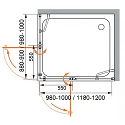 Душевой уголок Cezares Elena 100x90см ELENA-W-AH-2-100/90-P-Cr-R профиль хром, стекло рифленое