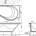 Ванна из искусственного камня Эстет Грация 170x95 ФР-00000633 правая, белая глянцевая