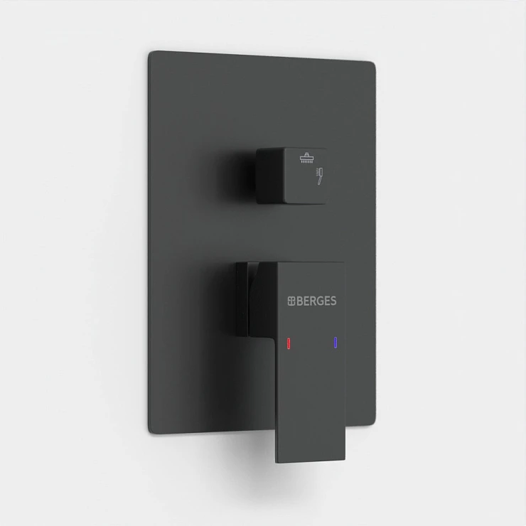 Душевой комплект BERGES VENTAS 2S BLACK с внутренней частью, черный матовый
