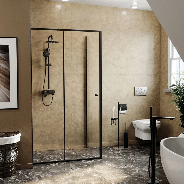 Душевой уголок Wasserkraft Dill 100x80см 61S17 профиль черный матовый, стекло прозрачное