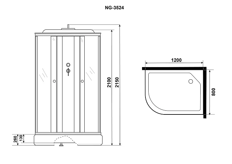 Душевая кабина Niagara Eco 120x80см NG 3524-14 R профиль серебро