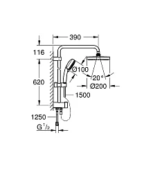 Душевая стойка Grohe New Tempesta Cosmopolitan 27394002 хром