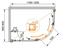 Душевой уголок Cezares Anima 120x90см ANIMA-W-RH-2-120/90-P-Cr-L профиль хром, стекло рифленое